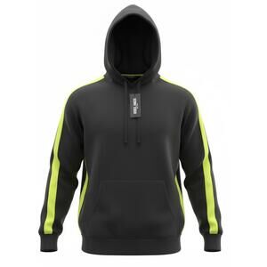 Rebel Minds Black Hoodie with Neon Yellow Stripes